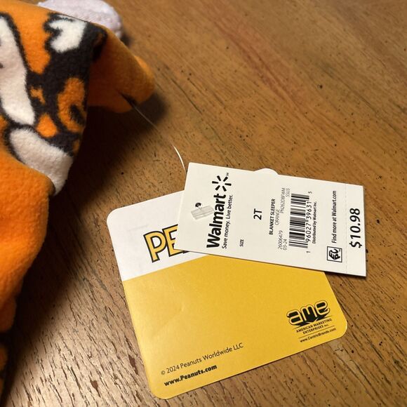 NWT Peanut Halloween 1 Piece Cotton Fleece Footed Pajamas Size: 2 T - Picture 7 of 7